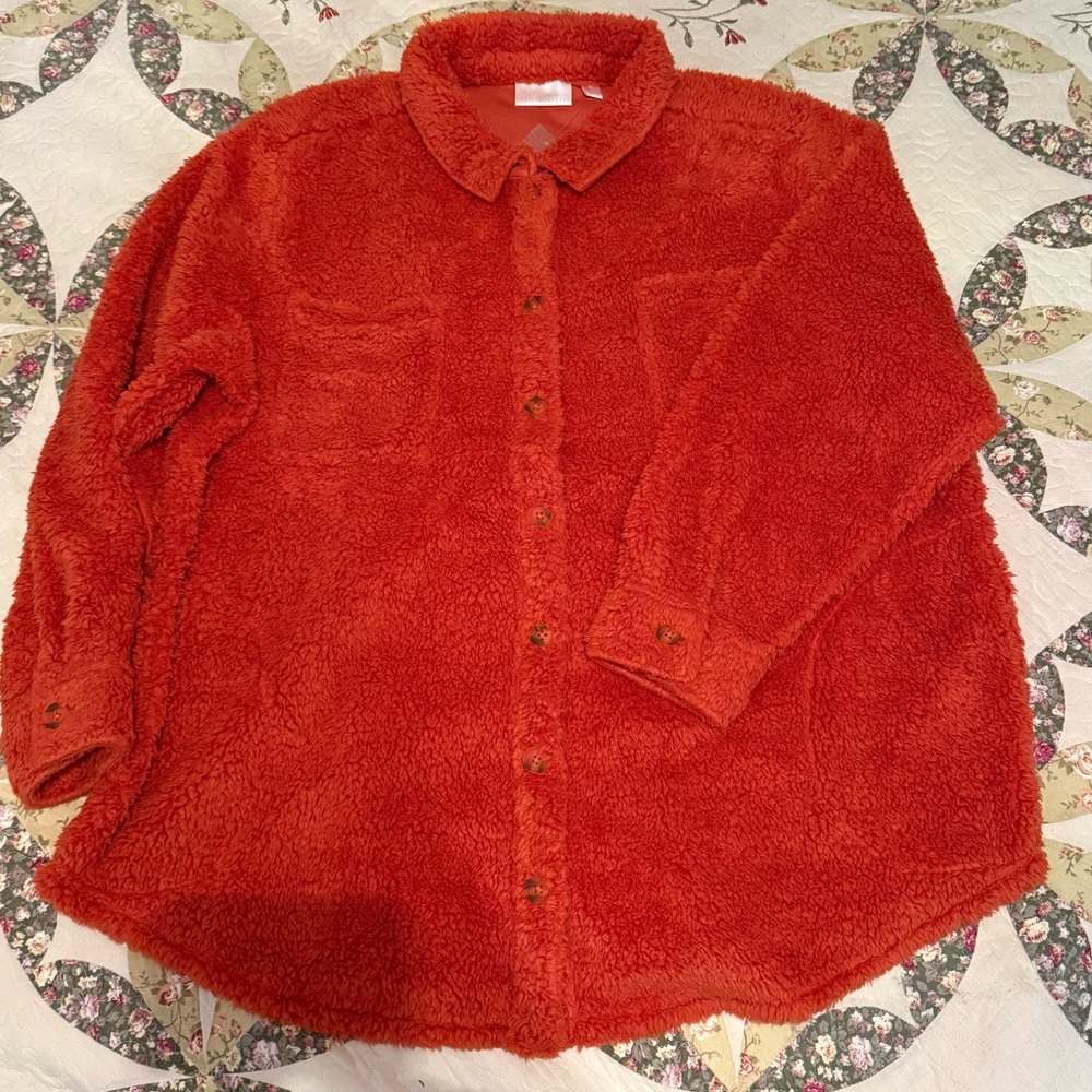 Belle by Kim Gravel Vibrant Orange Fleece Top